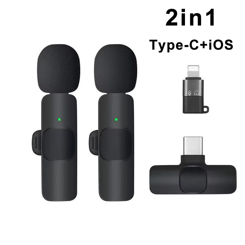 Wireless Lavalier Microphone Mini Portable Audio Video Recording Mic for iPhone Android Live Broadcast Gaming - Fullshopping