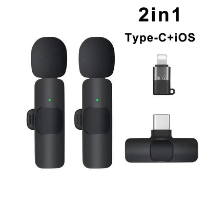 Wireless Lavalier Microphone Mini Portable Audio Video Recording Mic for iPhone Android Live Broadcast Gaming - Fullshopping