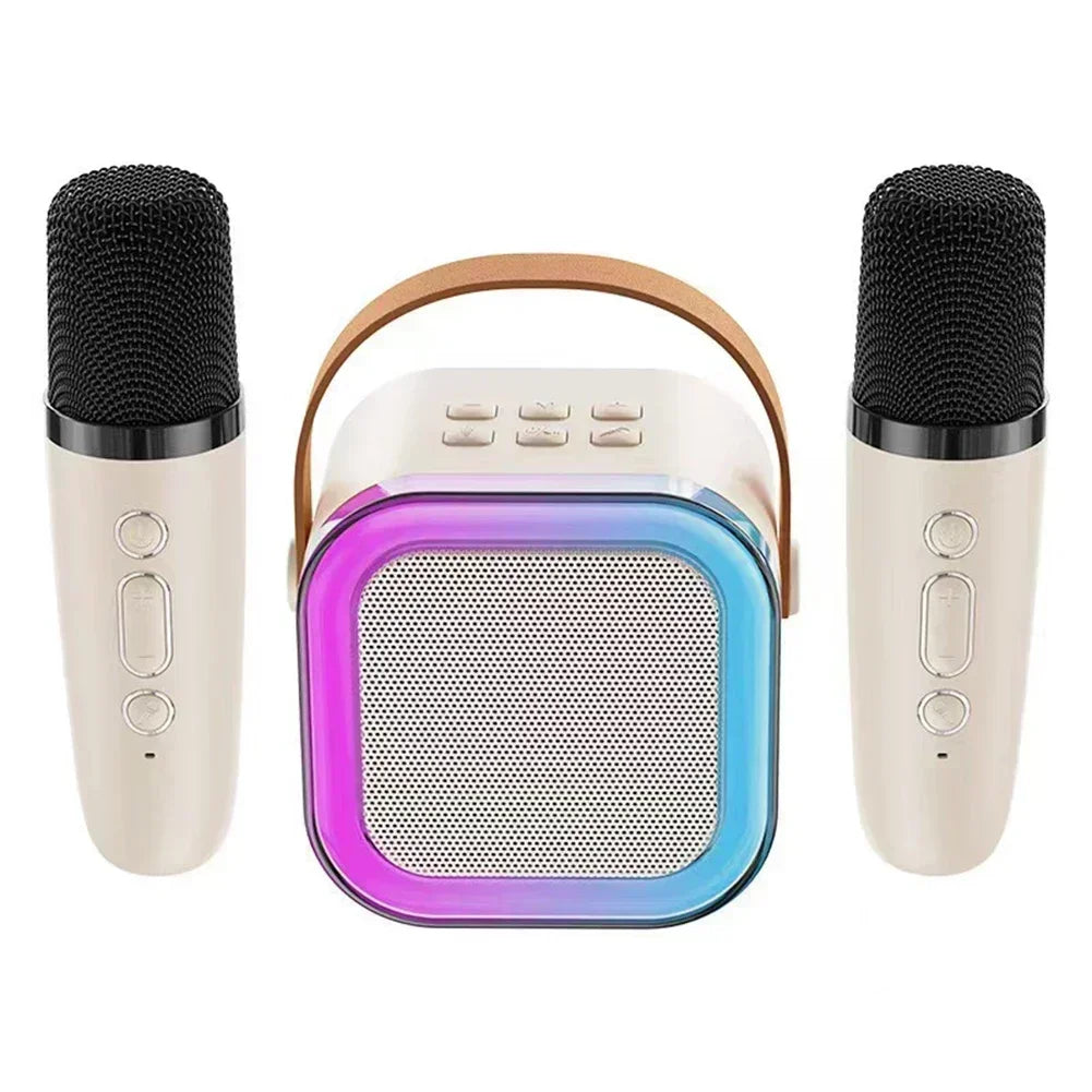 K12 Wireless Bluetooth Speaker Multifunction with 2 Microphone RGB Portable Music Player Karaoke Machine for Child Home Gift - Fullshopping