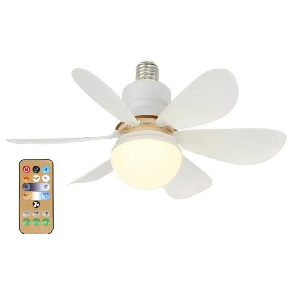 LED 40W ceiling fan light E27 with remote control for dimming, suitable for living room, study, household use, 85-265V - Fullshopping
