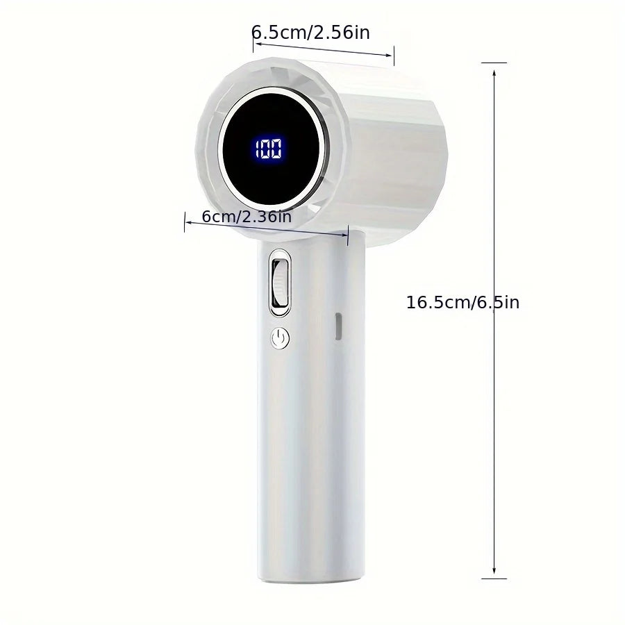 USB Rechargeable Handheld Turbo Fan Outdoor Portable Hand Fan Digital Display Handfan High Speed Fans For Indoor and Outdoor Use - Fullshopping