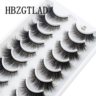 HBZGTLAD 10 pairs Eyelashes 3D Natural Long False Lashes Fluffy Soft Cross Manga Lashes Wispy Natural Eyelash Extension Makeup - Fullshopping