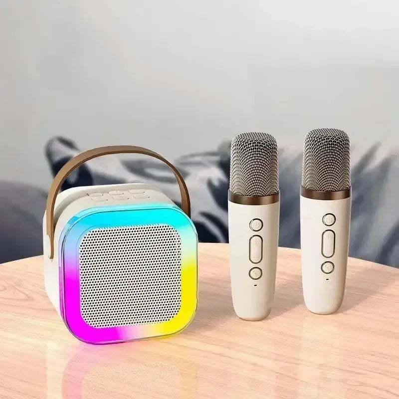 K12 Wireless Bluetooth Speaker Multifunction with 2 Microphone RGB Portable Music Player Karaoke Machine for Child Home Gift - Fullshopping