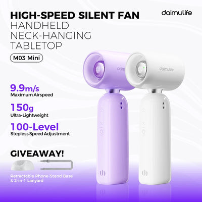 High Speed Handheld Fan 1-100 Stepless Speed Adjustment, Portable Turbo Fan 3 IN 1 Rechargeable Fans 90° Foldable ﻿ - Fullshopping