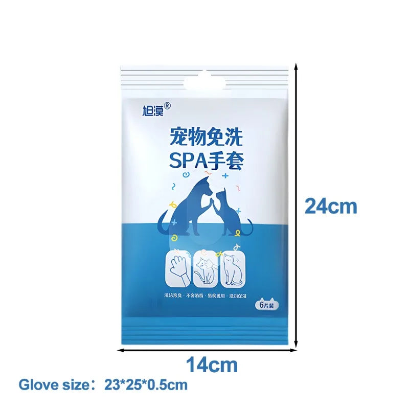 30/6PCS Cat Dog Disposable Glove Towels Pet Wash Free Glove No Rinse Washing Gloves Towels Deodorizing Dry Cleaning Wet Towels - Fullshopping
