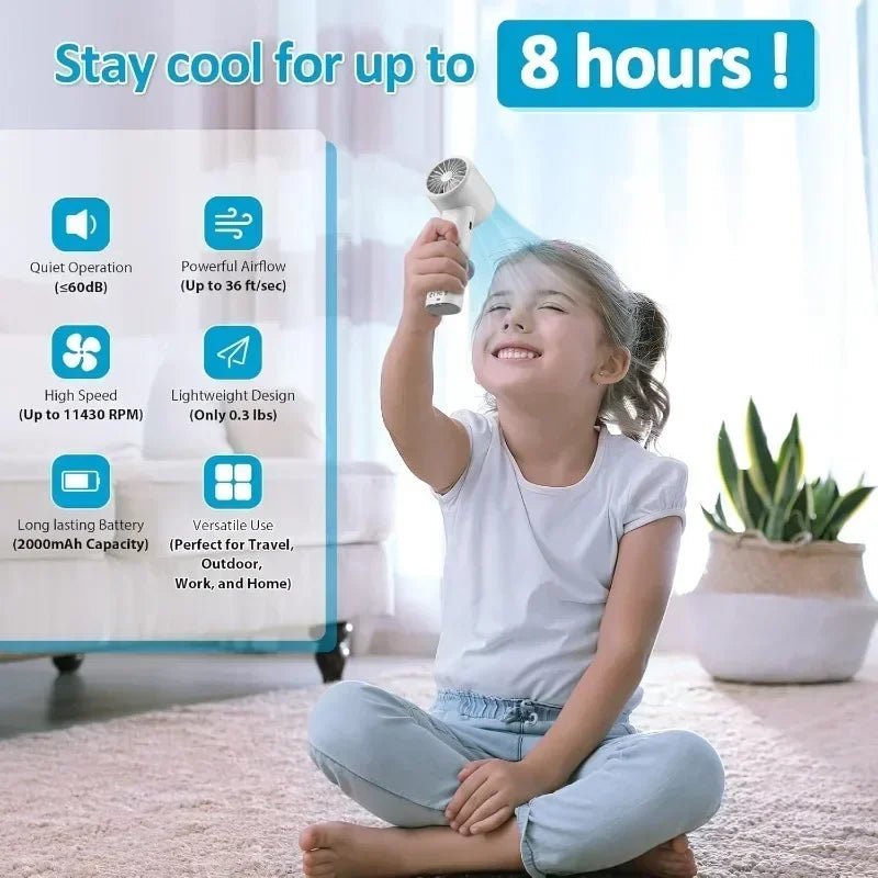 Portable USB Rechargeable Turbo Fan Mini Handheld Display Readout Fan for Outdoor Use Perfect Gift for Kids Car & Girlfriend - Fullshopping