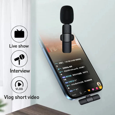 Lavalier Microphone 2.4G Wireless Portable Audio Video Recording Mini Mic for iPhone Android Live Broadcast Gaming Phone - Fullshopping