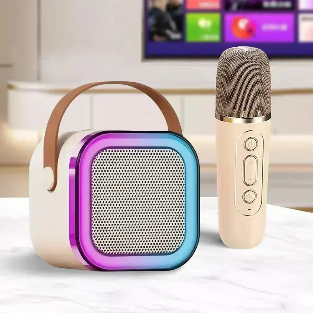 K12 Wireless Bluetooth Speaker Multifunction with 2 Microphone RGB Portable Music Player Karaoke Machine for Child Home Gift - Fullshopping