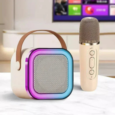 K12 Wireless Bluetooth Speaker Multifunction with 2 Microphone RGB Portable Music Player Karaoke Machine for Child Home Gift - Fullshopping