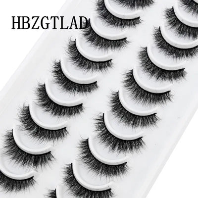 HBZGTLAD 10 pairs Eyelashes 3D Natural Long False Lashes Fluffy Soft Cross Manga Lashes Wispy Natural Eyelash Extension Makeup - Fullshopping