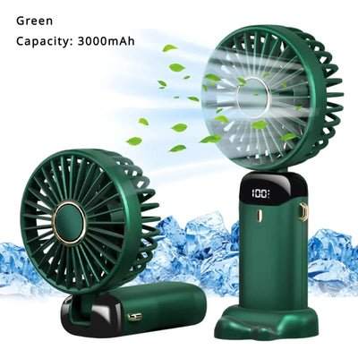 5000mAh Portable Fan Rechargeable 90° Foldable 5 Speed Mini Air Conditioner Small Fan Air Cooler with LED Digital Display - Fullshopping