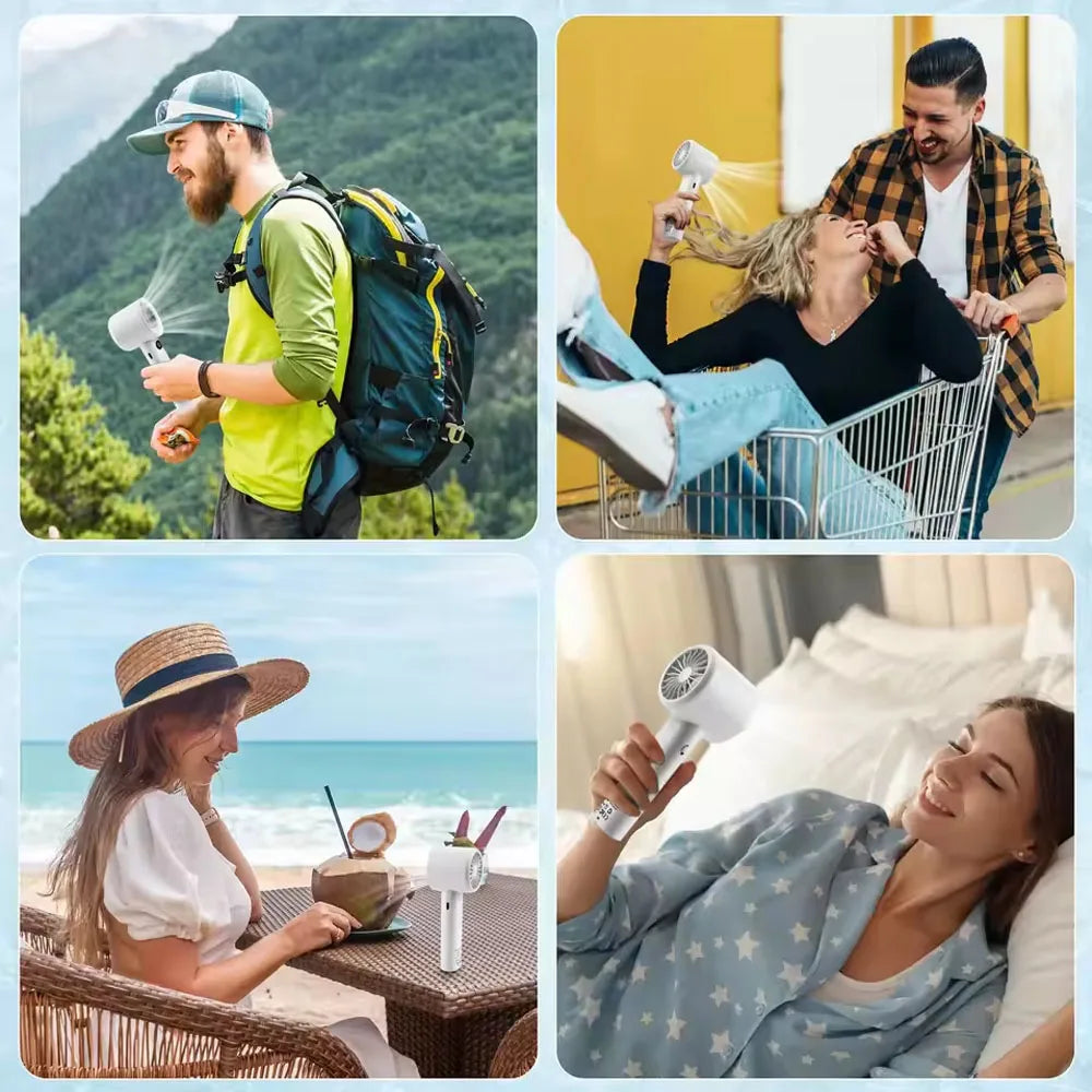 Hands Free Turbo Fan 100 Speeds Mini Portable Folding Fan With LED Power Display USB Charging For Outdoor Walking Shopping - Fullshopping