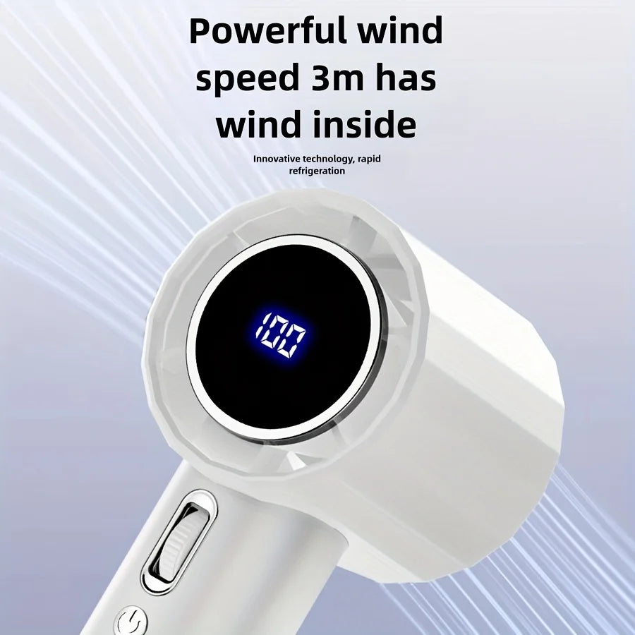 USB Rechargeable Handheld Turbo Fan Outdoor Portable Hand Fan Digital Display Handfan High Speed Fans For Indoor and Outdoor Use - Fullshopping
