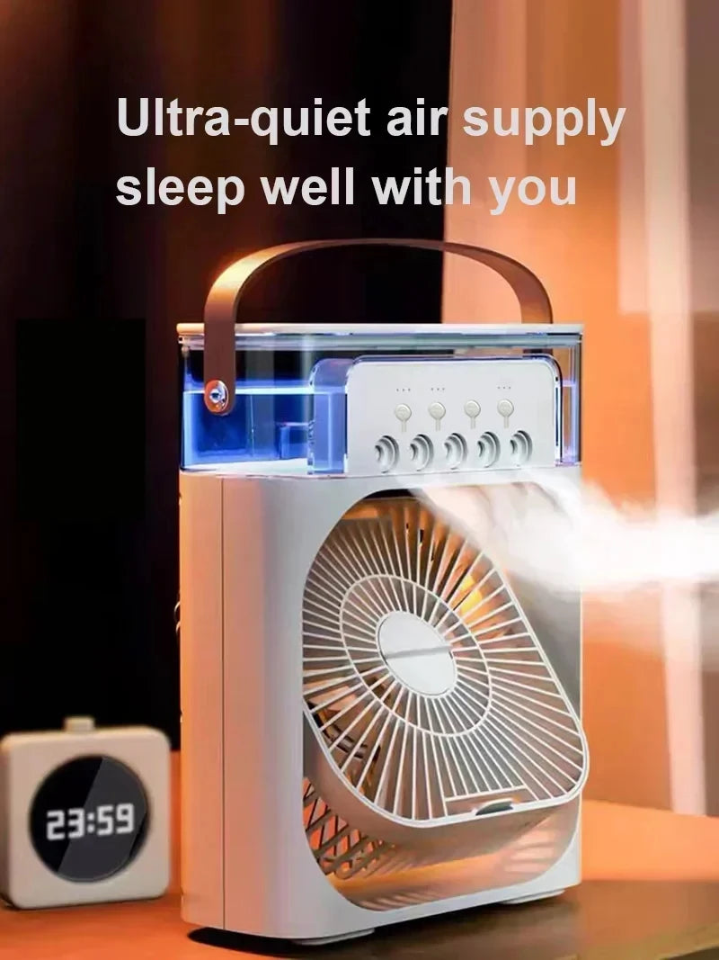 New 3 In 1 Fan AIr Conditioner Household Small Air Cooler LED Night Light Portable Humidifier Air Adjustment Fan Office Home Fan - Fullshopping