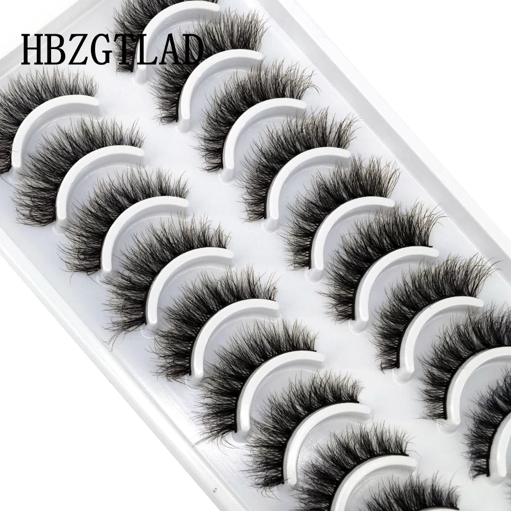 HBZGTLAD 10 pairs Eyelashes 3D Natural Long False Lashes Fluffy Soft Cross Manga Lashes Wispy Natural Eyelash Extension Makeup - Fullshopping