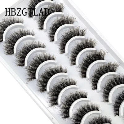 HBZGTLAD 10 pairs Eyelashes 3D Natural Long False Lashes Fluffy Soft Cross Manga Lashes Wispy Natural Eyelash Extension Makeup - Fullshopping