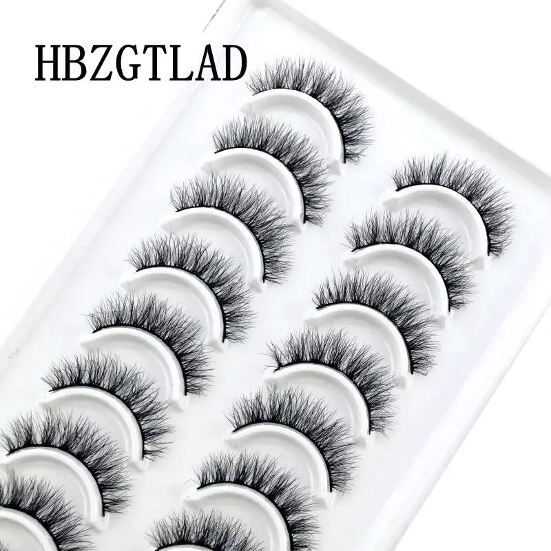 HBZGTLAD 10 pairs Eyelashes 3D Natural Long False Lashes Fluffy Soft Cross Manga Lashes Wispy Natural Eyelash Extension Makeup - Fullshopping