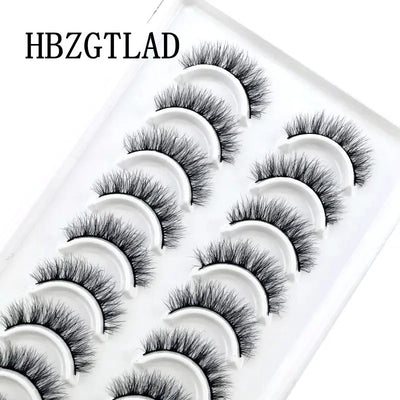 HBZGTLAD 10 pairs Eyelashes 3D Natural Long False Lashes Fluffy Soft Cross Manga Lashes Wispy Natural Eyelash Extension Makeup - Fullshopping