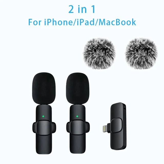 Lavalier Microphone 2.4G Wireless Portable Audio Video Recording Mini Mic for iPhone Android Live Broadcast Gaming Phone - Fullshopping