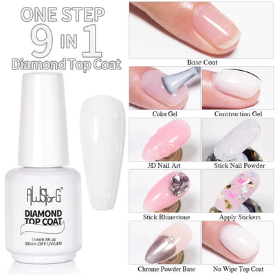 BOZLIN 15ML Super Top Coat  Function Gel No Wipe Matte Top Gel Transparent Soak Off  UV LED Nail Art Manicure Gel Varnish Primer - Fullshopping
