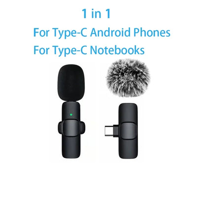 Lavalier Microphone 2.4G Wireless Portable Audio Video Recording Mini Mic for iPhone Android Live Broadcast Gaming Phone - Fullshopping