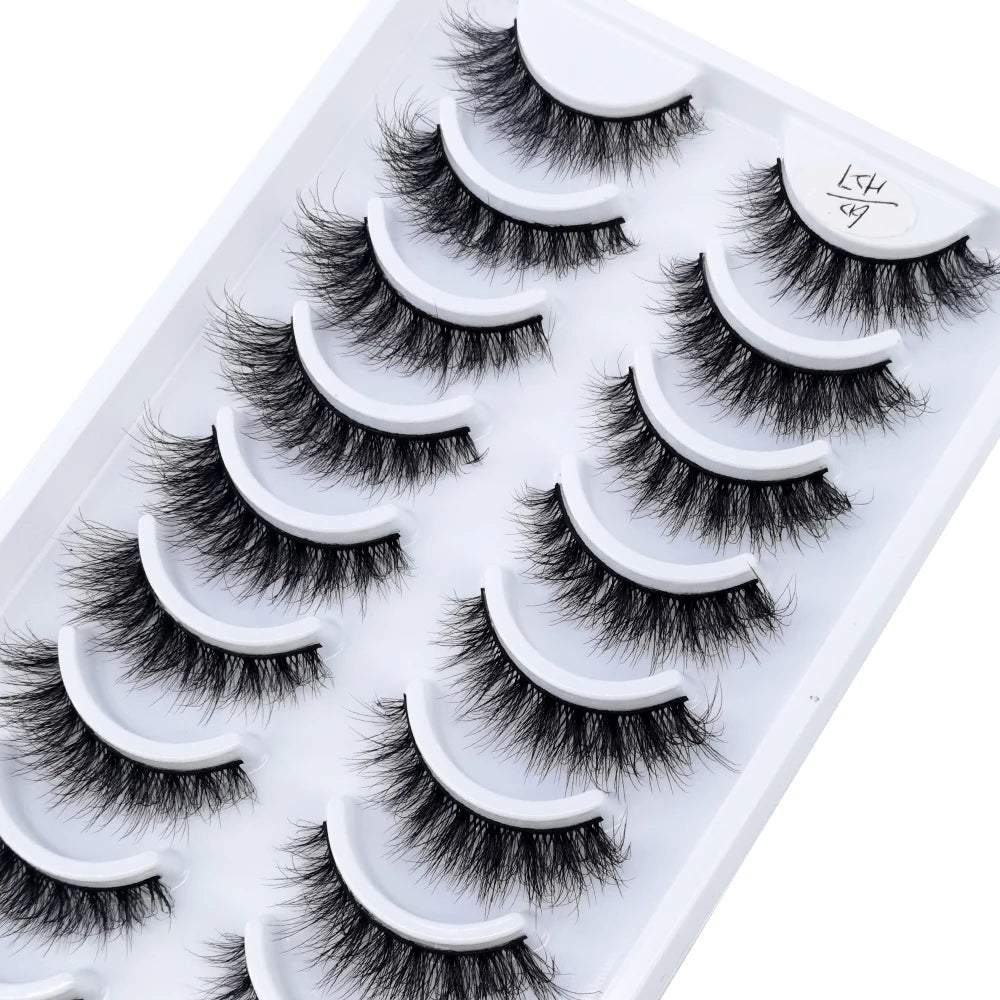 HBZGTLAD 10 pairs Eyelashes 3D Natural Long False Lashes Fluffy Soft Cross Manga Lashes Wispy Natural Eyelash Extension Makeup - Fullshopping