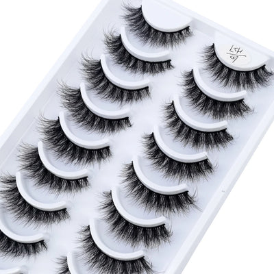 HBZGTLAD 10 pairs Eyelashes 3D Natural Long False Lashes Fluffy Soft Cross Manga Lashes Wispy Natural Eyelash Extension Makeup - Fullshopping