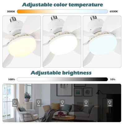 LED 40W ceiling fan light E27 with remote control for dimming, suitable for living room, study, household use, 85-265V - Fullshopping