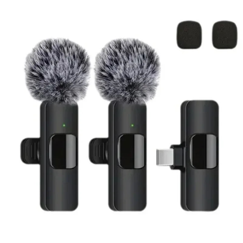 Lavalier Microphone 2.4G Wireless Portable Audio Video Recording Mini Mic for iPhone Android Live Broadcast Gaming Phone - Fullshopping