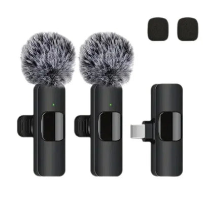 Lavalier Microphone 2.4G Wireless Portable Audio Video Recording Mini Mic for iPhone Android Live Broadcast Gaming Phone - Fullshopping