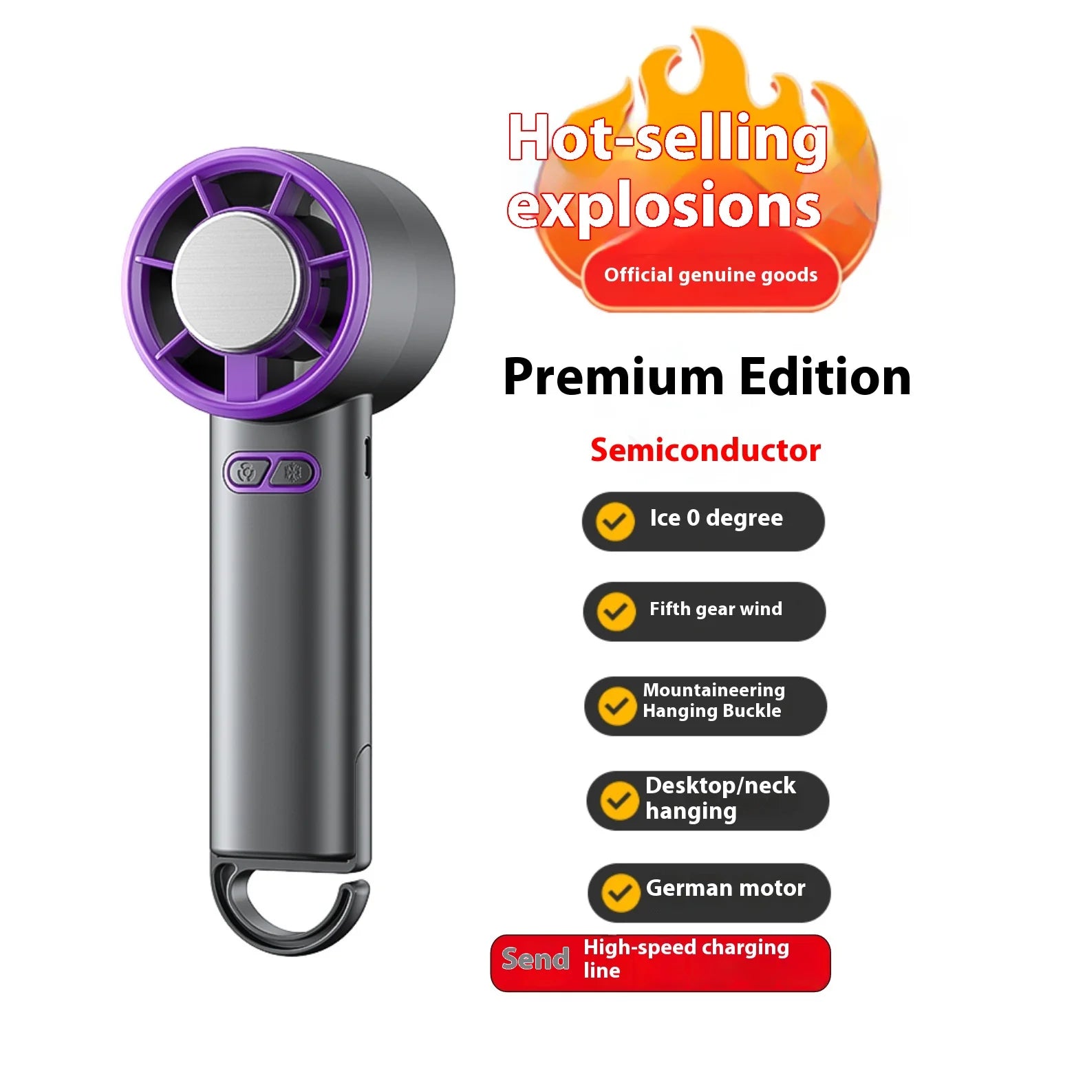 New handheld cooling fan with 100 levels of cooling and folding, portable turbo fan fan - Fullshopping