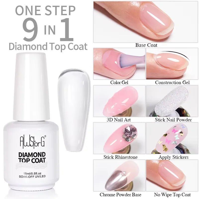 BOZLIN 15ML Super Top Coat  Function Gel No Wipe Matte Top Gel Transparent Soak Off  UV LED Nail Art Manicure Gel Varnish Primer - Fullshopping