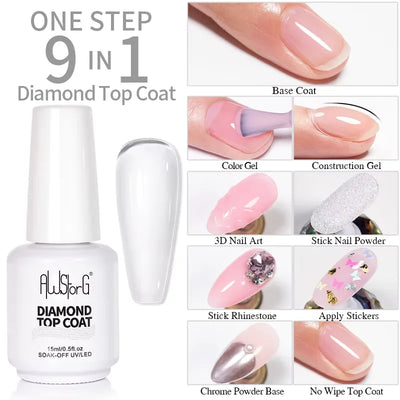 BOZLIN 15ML Super Top Coat  Function Gel No Wipe Matte Top Gel Transparent Soak Off  UV LED Nail Art Manicure Gel Varnish Primer - Fullshopping