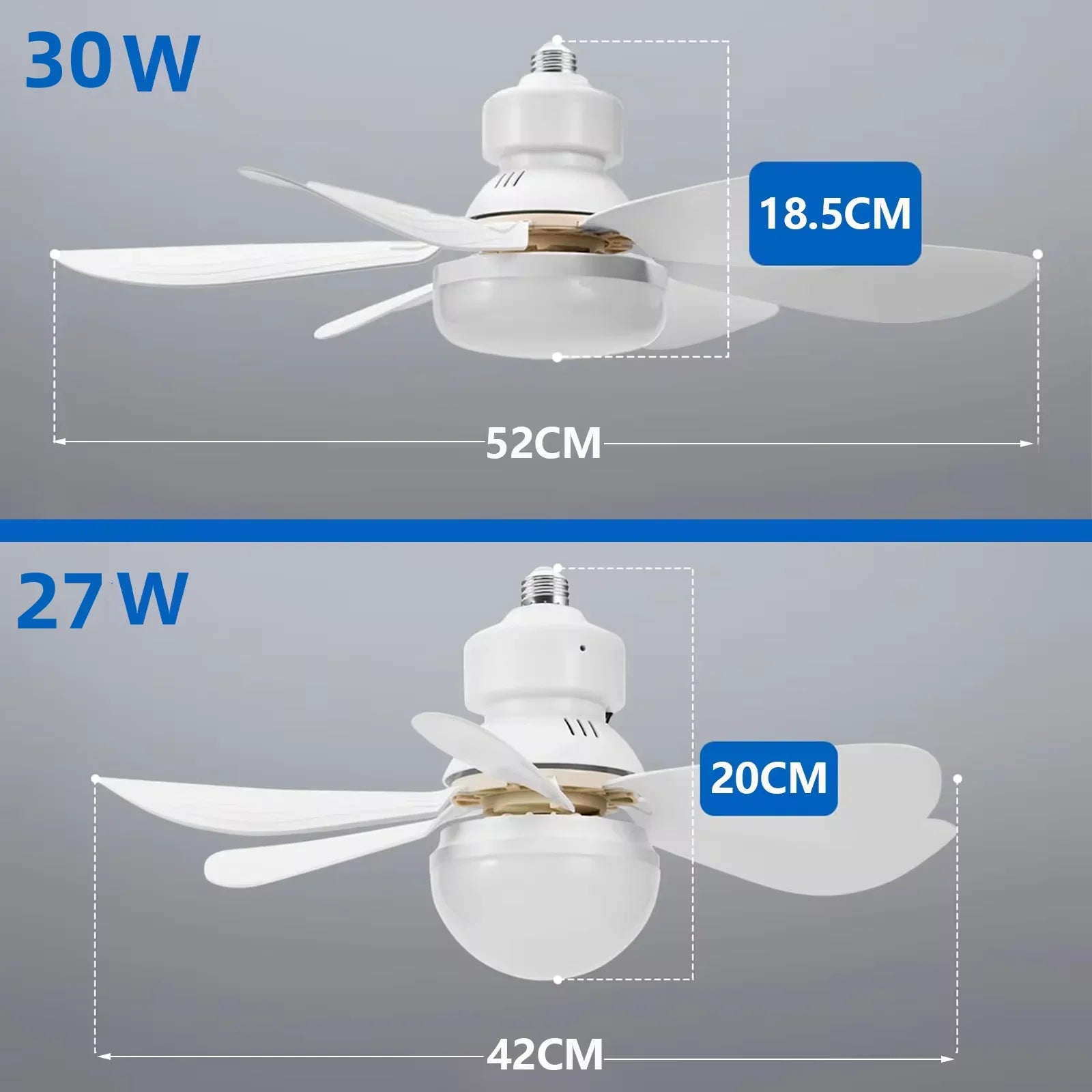 LED 40W ceiling fan light E27 with remote control for dimming, suitable for living room, study, household use, 85-265V - Fullshopping