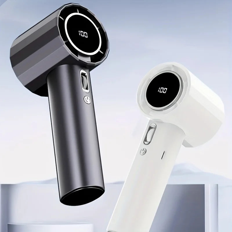 USB Rechargeable Handheld Turbo Fan Outdoor Portable Hand Fan Digital Display Handfan High Speed Fans For Indoor and Outdoor Use - Fullshopping