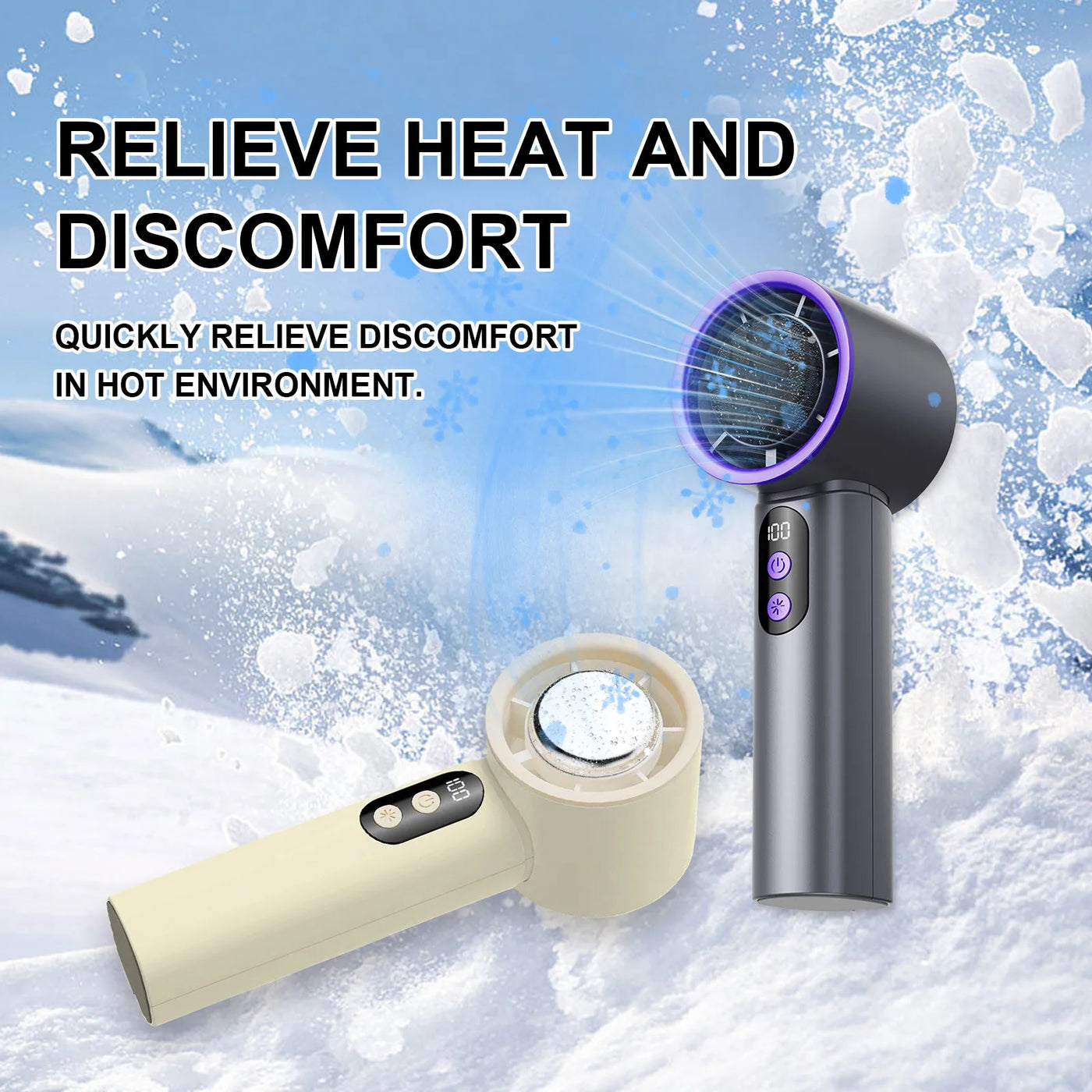 Turbo Fan Portable Handheld Cooling Fan Mini USB Ice Fan With Digital Display Outdoor Personal Camping Turbo Cold Air Fan - Fullshopping