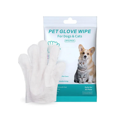 6pcs/bag Pet wash free gloves cats dogs bathing cleaning dry cleaning wipes gloves deodorizing wipes pet products - Fullshopping