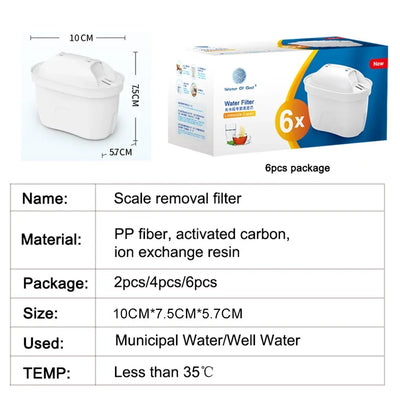 New For Brita Maxtra 2PCS/6PCS Water Filters Cartridge Limescale Chlorine Impurities Purify Kettle Activate Carbon Water Filter - Fullshopping