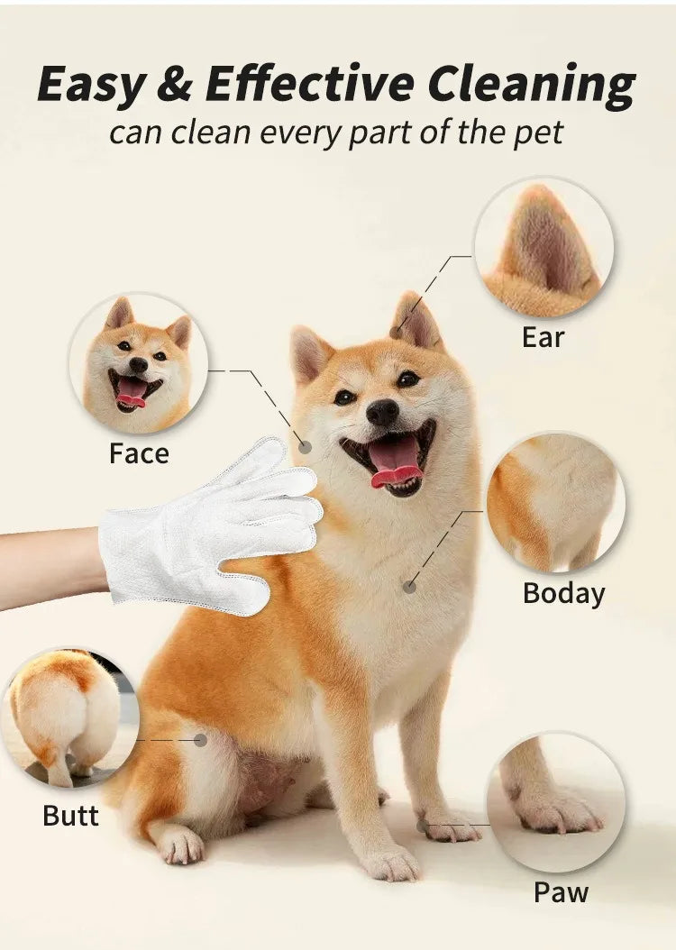 6pcs/bag Pet wash free gloves cats dogs bathing cleaning dry cleaning wipes gloves deodorizing wipes pet products - Fullshopping