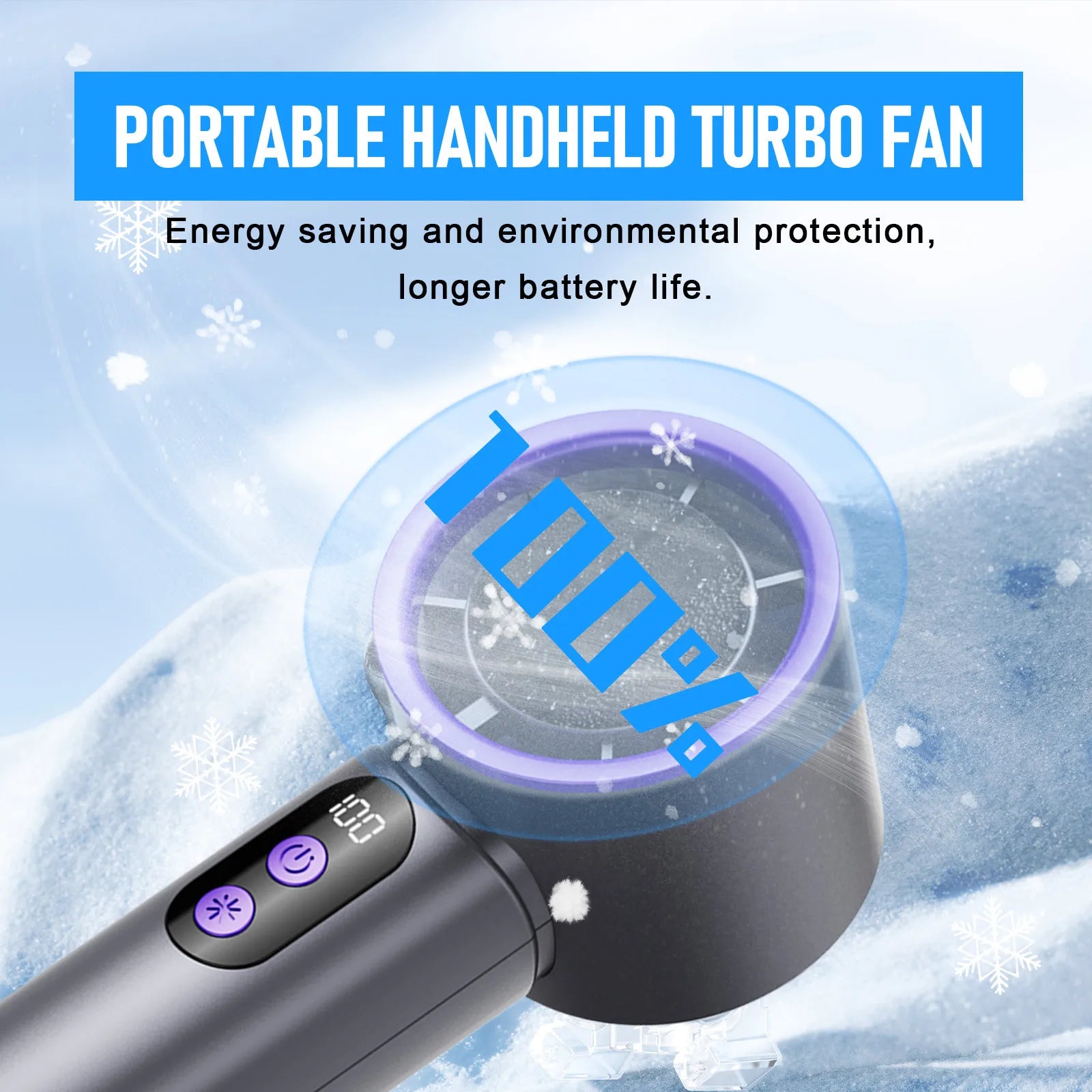 Turbo Fan Portable Handheld Cooling Fan Mini USB Ice Fan With Digital Display Outdoor Personal Camping Turbo Cold Air Fan - Fullshopping
