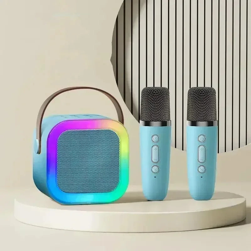 K12 Wireless Bluetooth Speaker Multifunction with 2 Microphone RGB Portable Music Player Karaoke Machine for Child Home Gift - Fullshopping
