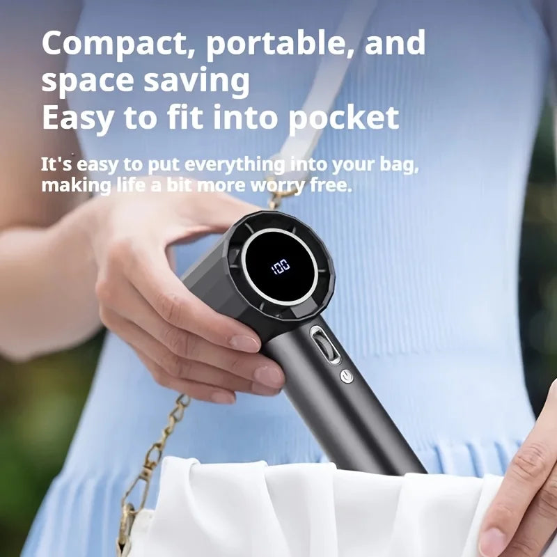 USB Rechargeable Handheld Turbo Fan Outdoor Portable Hand Fan Digital Display Handfan High Speed Fans For Indoor and Outdoor Use - Fullshopping