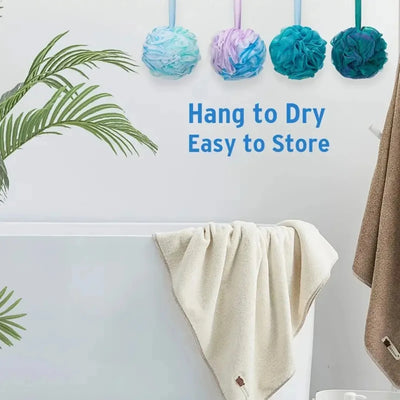 4PCS Exfoliating Bath Sponge Set Bath Shower Loofah Sponge for Women and Men Soft Bath Mesh Shower Ball Gentle SPA Body Scrubber - Fullshopping