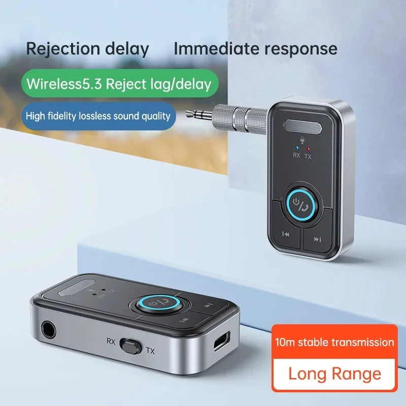 Bluetooth 5.3 Transmitter Receiver Adapter Wireless Audio For Car Music Headphone Speaker 3.5mm Jack AUX Wireless Audio Adapter - Fullshopping
