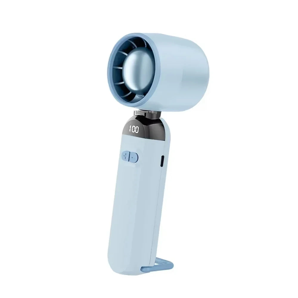 100 Speeds Handheld Fan Turbo Portable Fan With LED Battery Indicator USB Charging Foldable Mini Size For Outdoor Use - Fullshopping