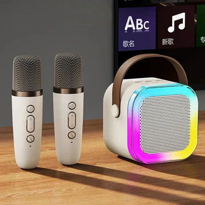 K12 Wireless Bluetooth Speaker Multifunction with 2 Microphone RGB Portable Music Player Karaoke Machine for Child Home Gift - Fullshopping