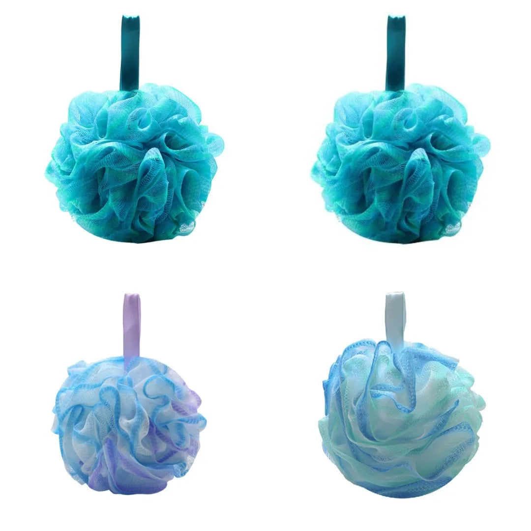 4PCS Exfoliating Bath Sponge Set Bath Shower Loofah Sponge for Women and Men Soft Bath Mesh Shower Ball Gentle SPA Body Scrubber - Fullshopping