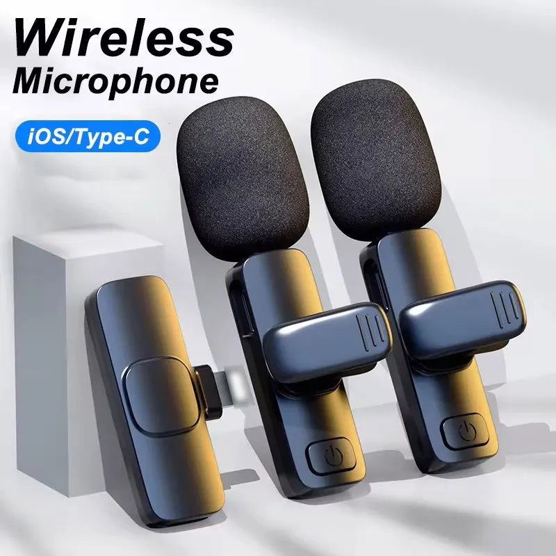 Wireless Lavalier Microphone Mini Portable Audio Video Recording Mic for iPhone Android Live Broadcast Gaming - Fullshopping