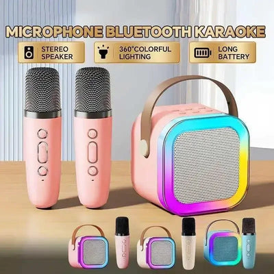 K12 Wireless Bluetooth Speaker Multifunction with 2 Microphone RGB Portable Music Player Karaoke Machine for Child Home Gift - Fullshopping