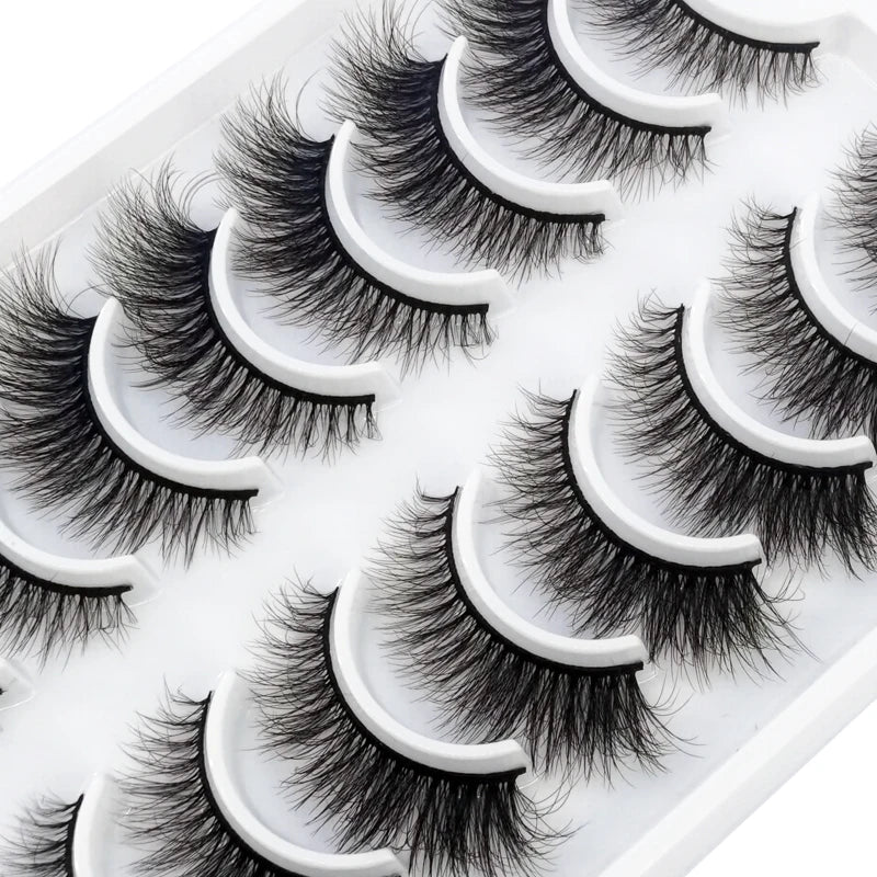 HBZGTLAD 10 pairs Eyelashes 3D Natural Long False Lashes Fluffy Soft Cross Manga Lashes Wispy Natural Eyelash Extension Makeup - Fullshopping